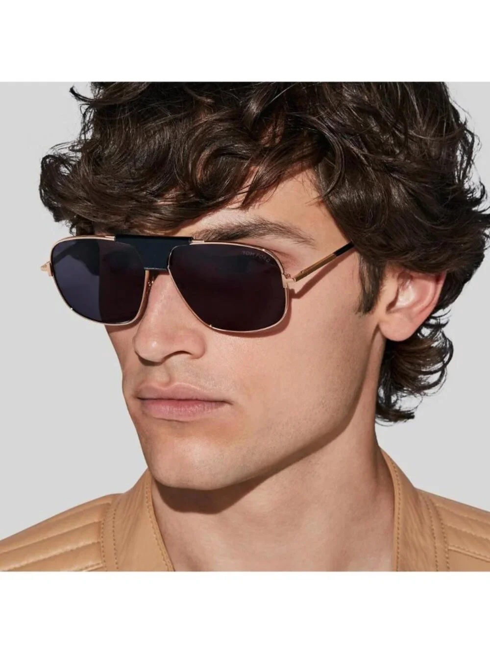 New Tom Ford Tex TF1096 28A Pilot Frames Gray Gold Sunglasses Authentic